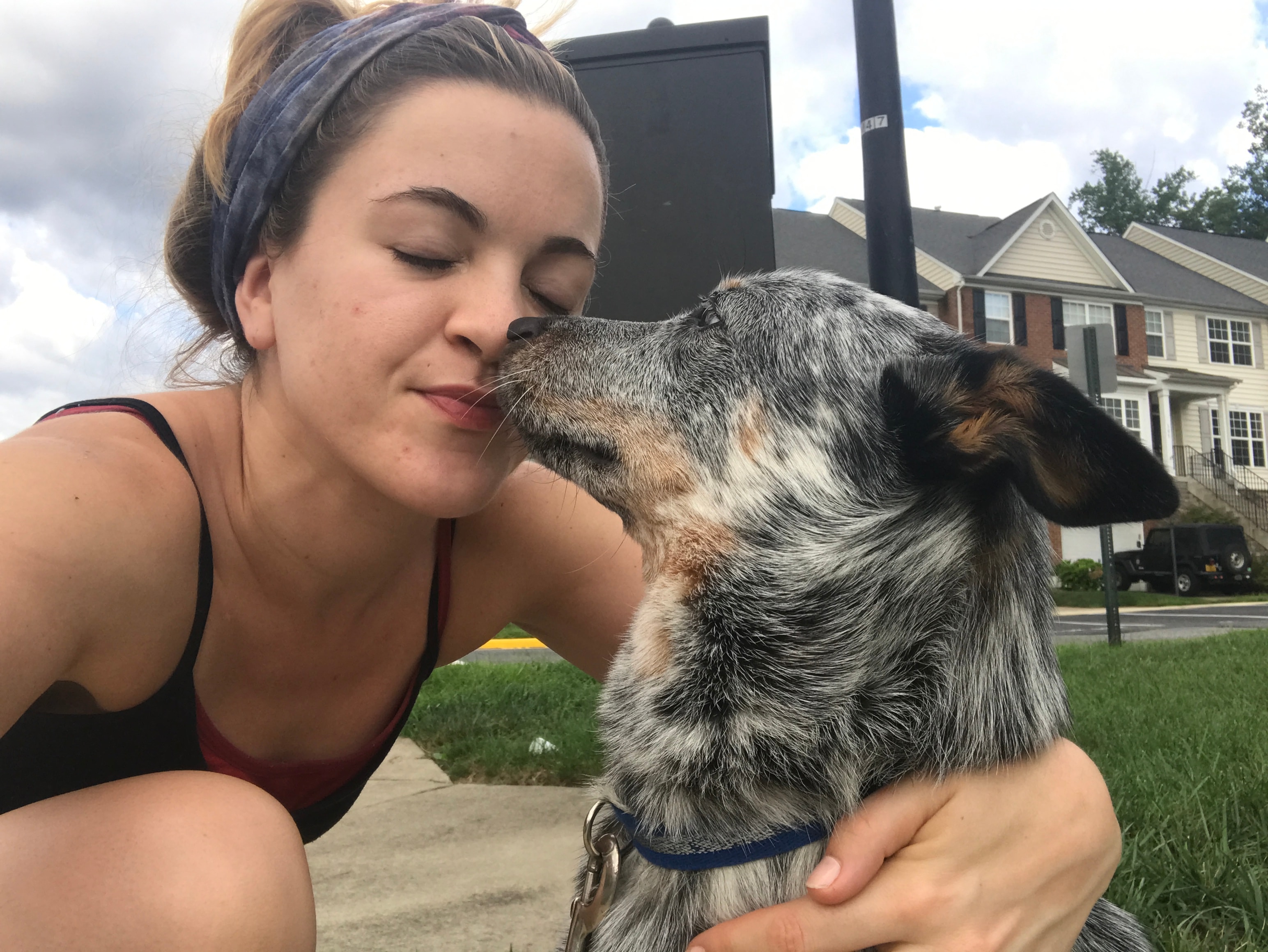 Lacy Jones with client pet during pet sitting visit in Stafford Virginia